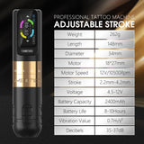 Ambition Seher Adjustable Stroke Wireless Tattoo Gun 2400 mAh