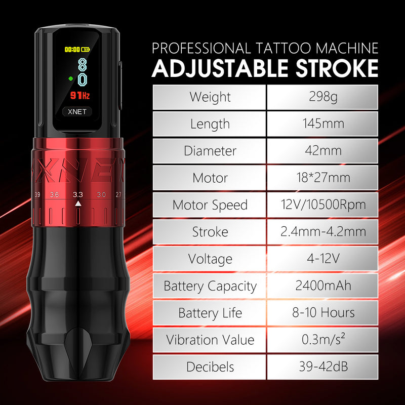 Xnet Bestia Adjustable Stroke Wireless Tattoo Gun 2400mAh