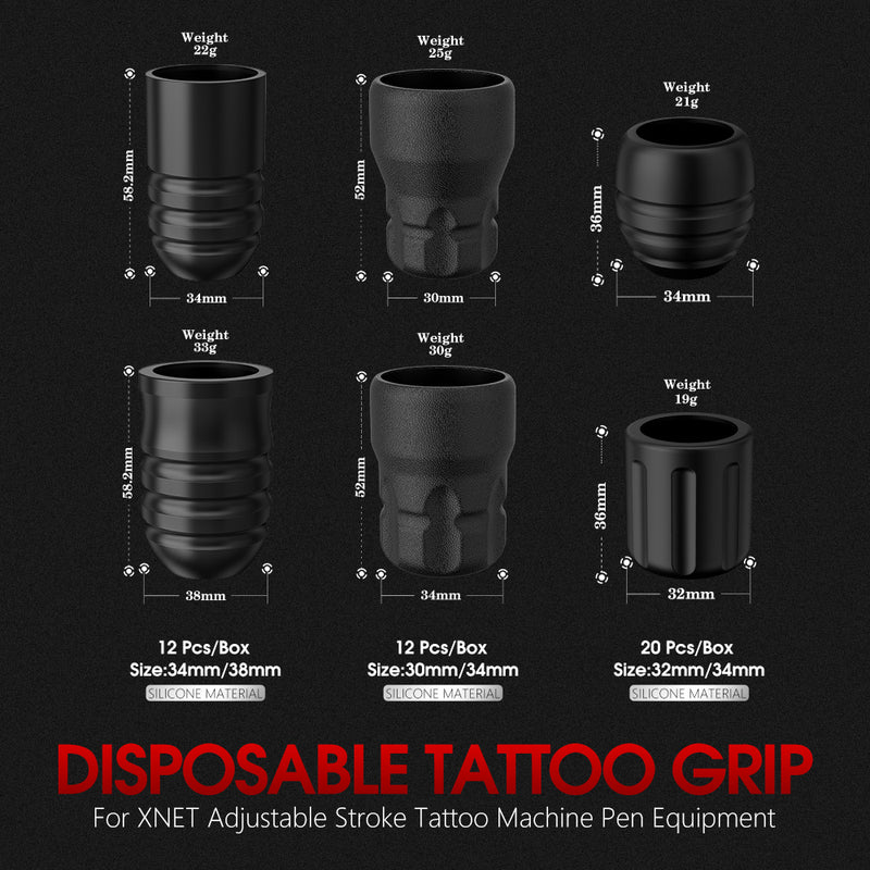 XNET Disposable Tattoo Grips 12pcs Size 30mm/32mm/34mm