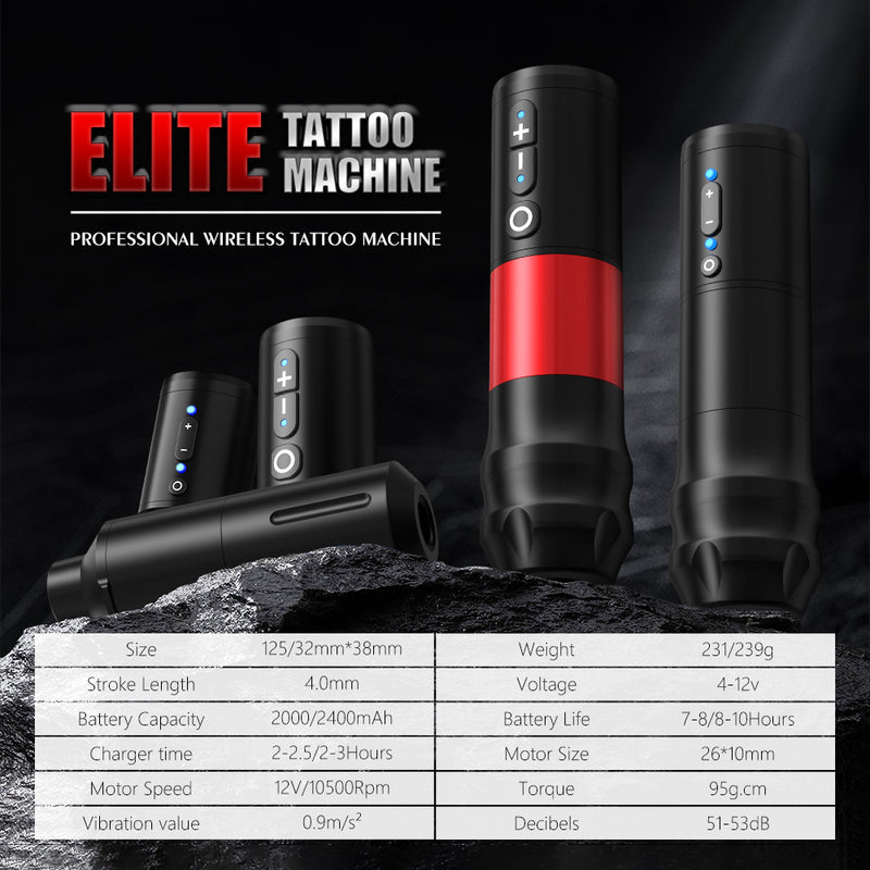 XNET Elite-máquina de tatuaje inalámbrica, potente Motor CC sin núcleo, carga rápida, batería de litio de 2400mAh para cuerpo de artista