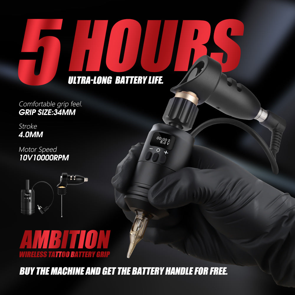 Ambition Wireless Tattoo Battery Grip&Motor
