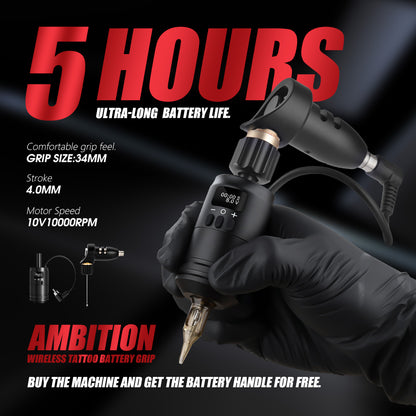 Ambition Wireless Tattoo Battery Grip&Motor
