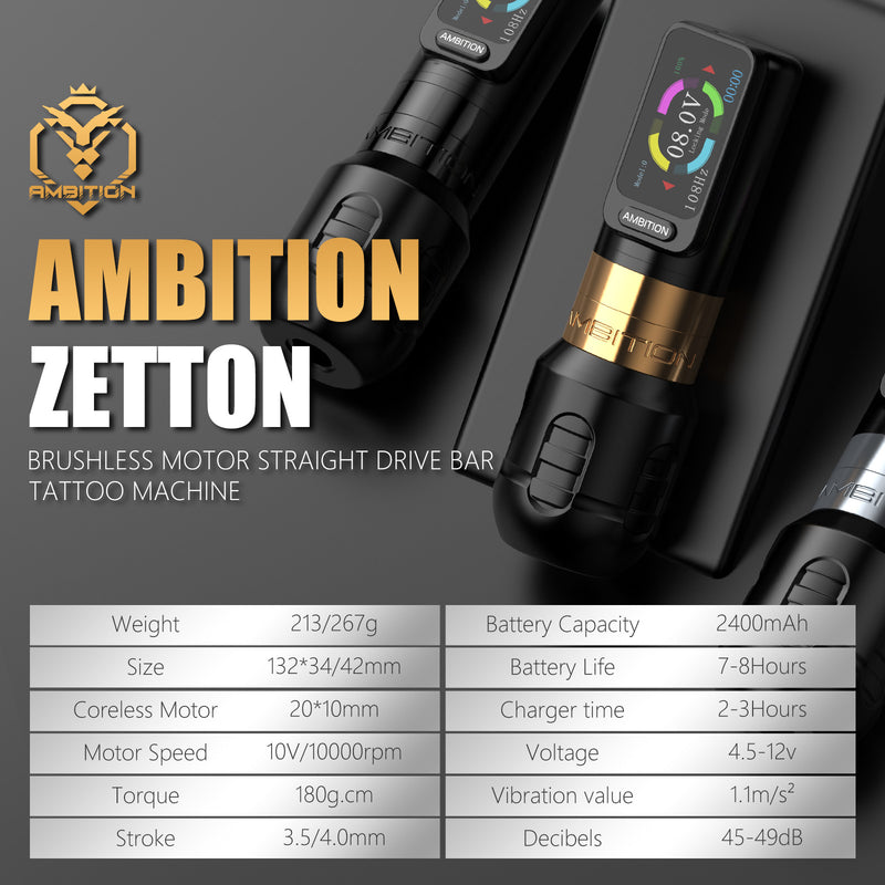 Ambition Zetton Wireless Tattoo Gun 2400 mAh