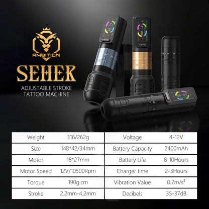 Ambition Seher Wireless Tattoo Gun 2400mAh