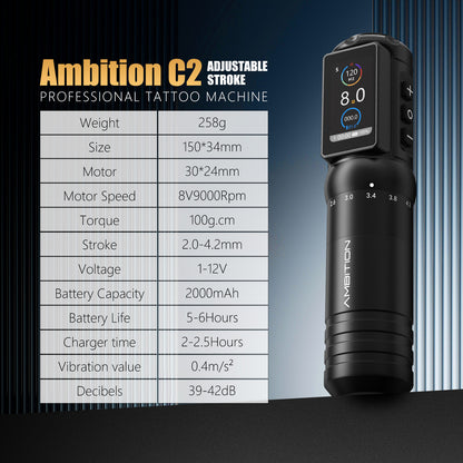Ambition C2 Tattoo Machine Wireless 2000mAh