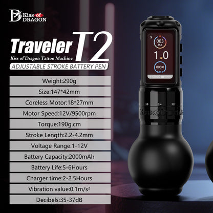 Kiss of Dragon T2 Max Tattoo Machine 2000mAh