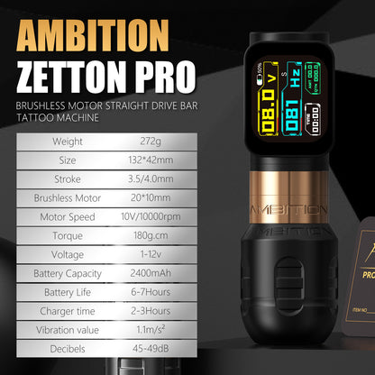 Ambition Zetton Pro Tattoo Machine 2400mAh