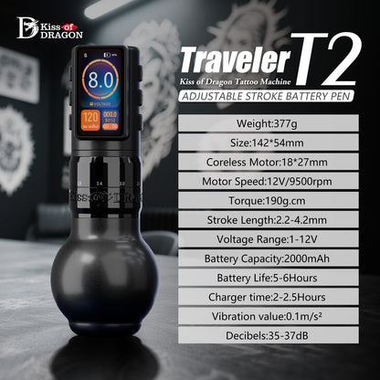 Kiss of Dragon T2 Ultra Tattoo Machine 2000mAh