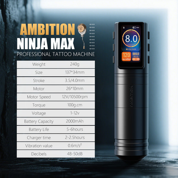 Ambition Ninja Max Professional Wireless Tattoo Machine
