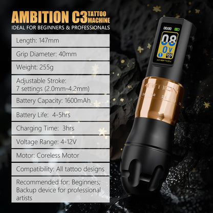 Ambition C3 Tattoo Machine Gun 1600mAh