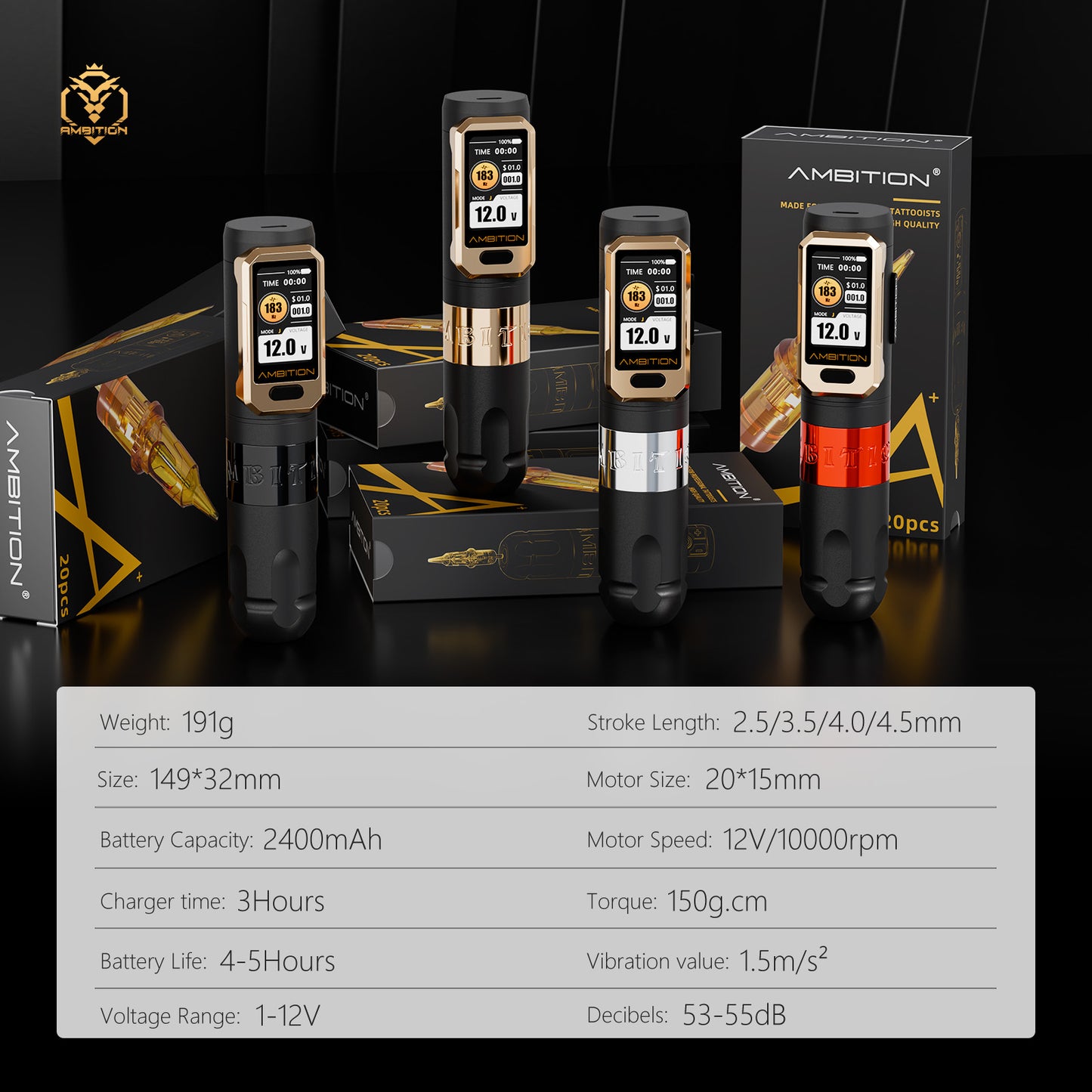 Ambition Vibe Ultra Tattoo Machine 2400mAh