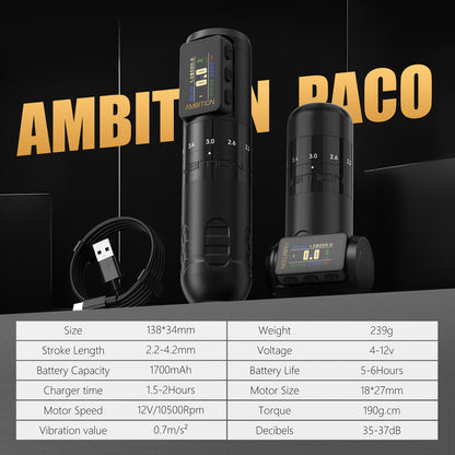 Ambition Paco 2 Tattoo Machine 1700mAh