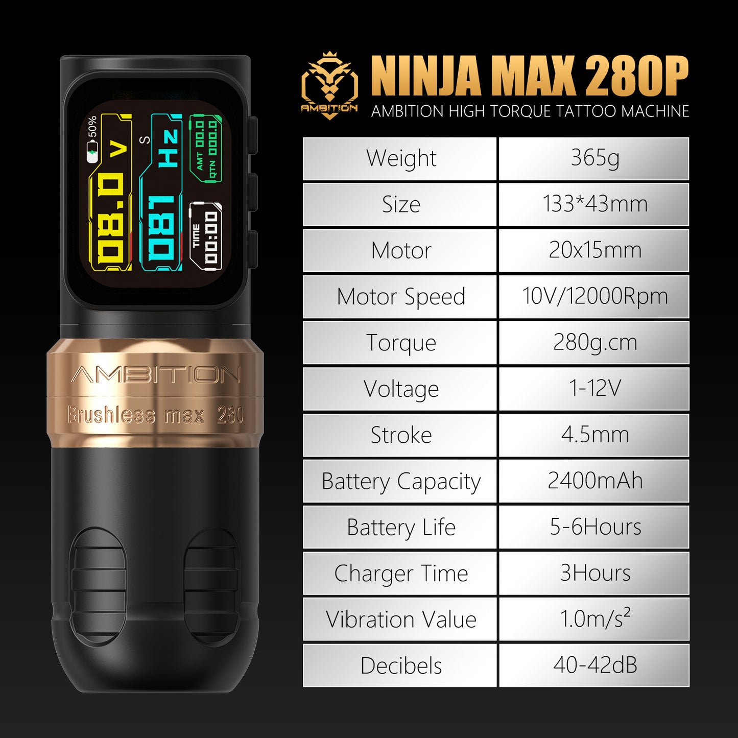 Ambition Ninja Max 280P Tattoo Machine
