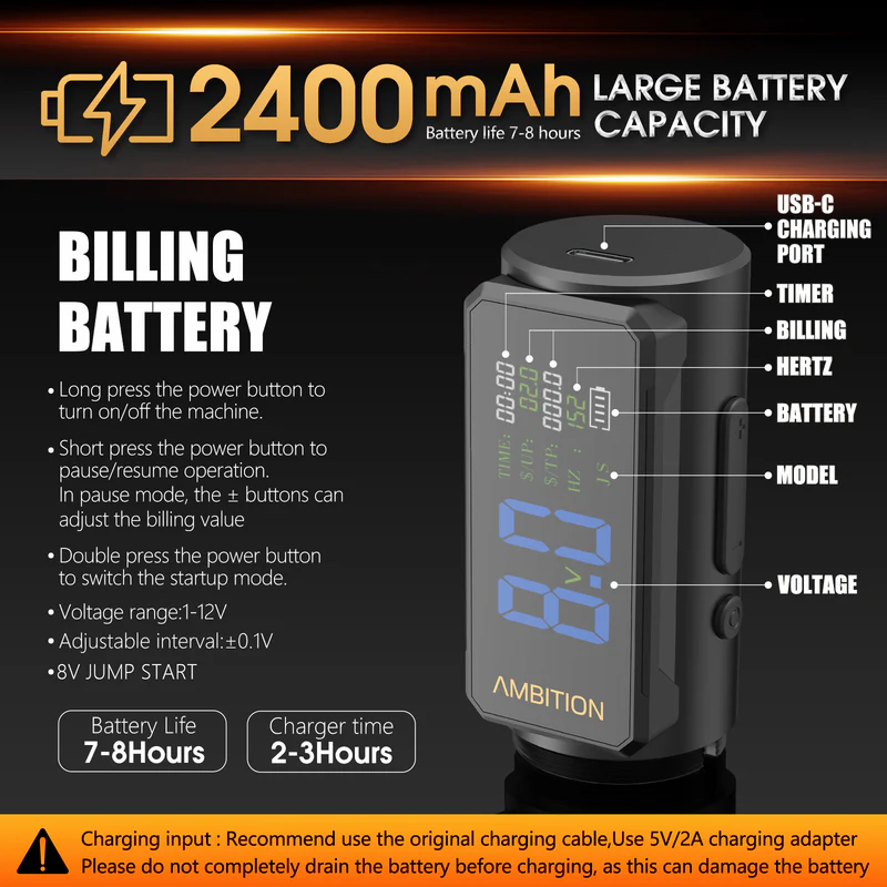 Ambition Soldier270S Tattoo Machine 2400mAh