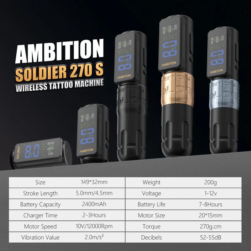 Ambition Soldier270S Tattoo Machine 2400mAh