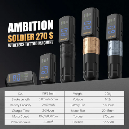 Ambition Soldier270S Tattoo Machine 2400mAh