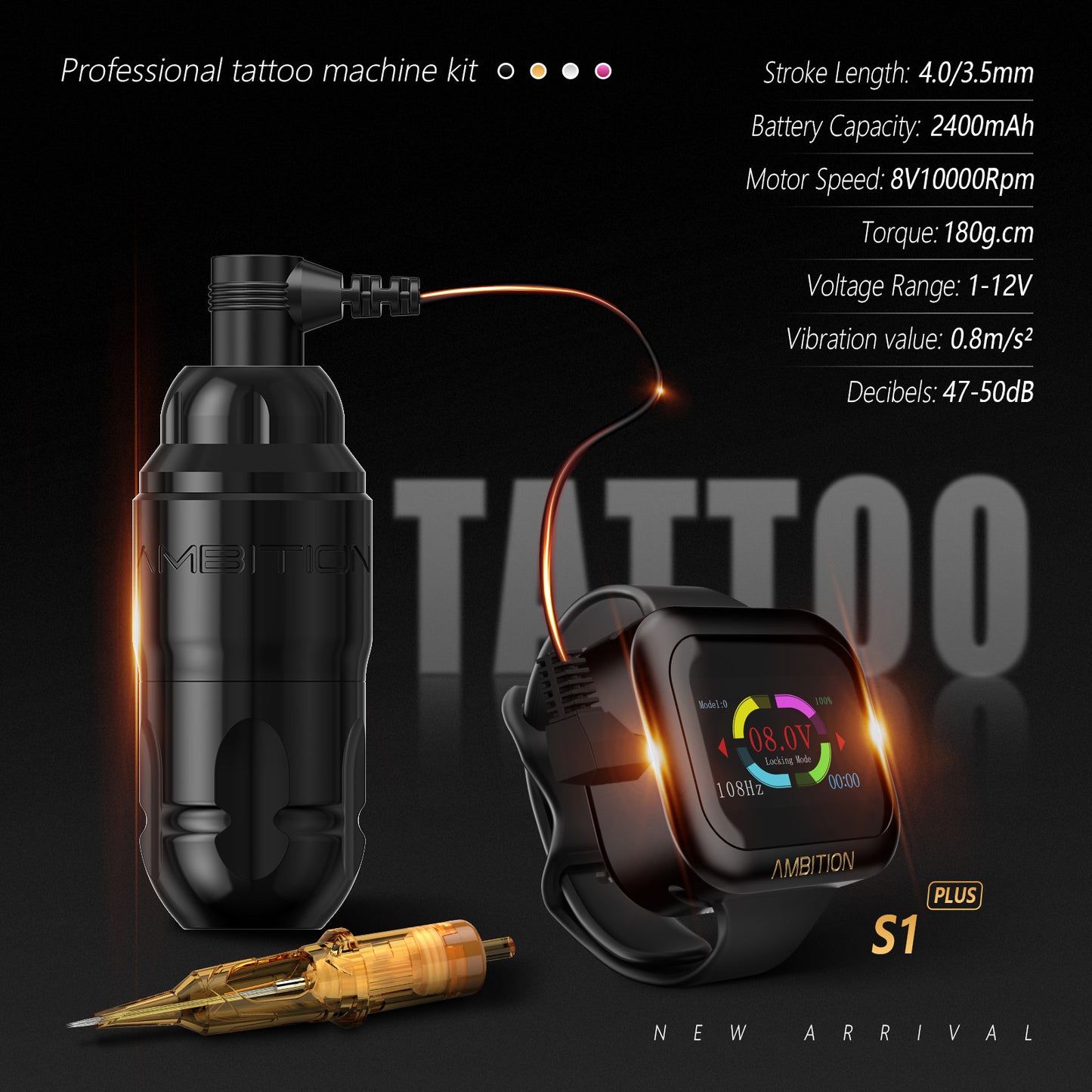 Ambition Lutin Tattoo Gun with S1 Battery