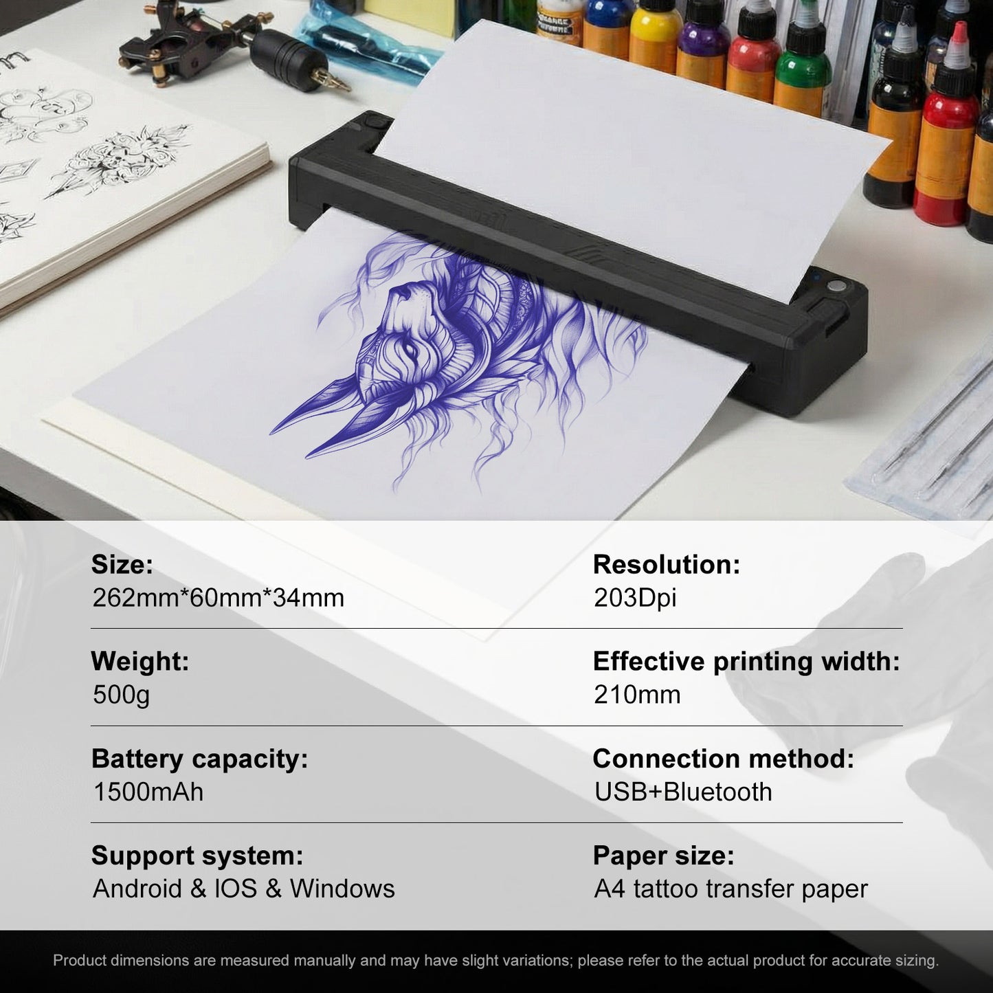 Wireless Tattoo Picture Printer 1500mAh
