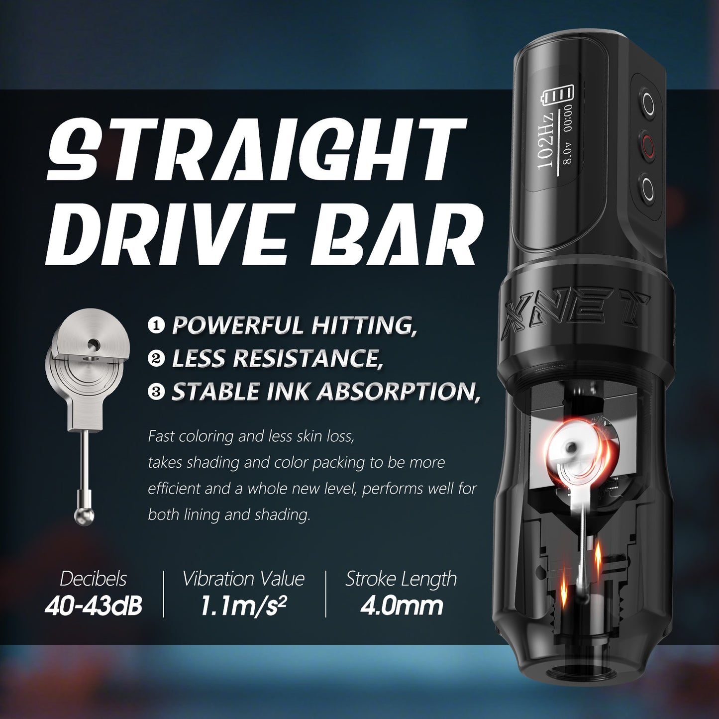 Máquina de tatuajes Xnet Wilk-2025 de 2400 mAh