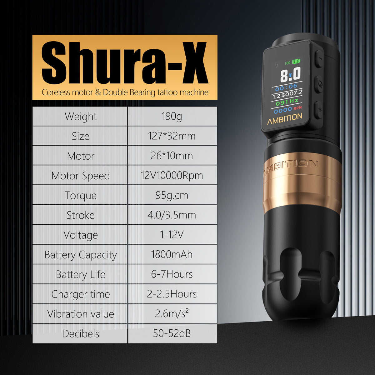 Ambition Shura-X Wireless Tattoo Machine