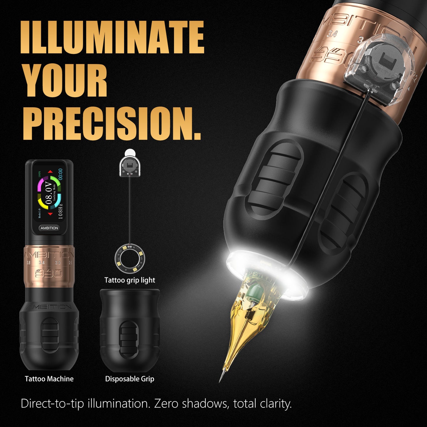 Ambition Seher Plus Wireless Tattoo Machine with 6 Strokes Length 2.2mm-4.2mm