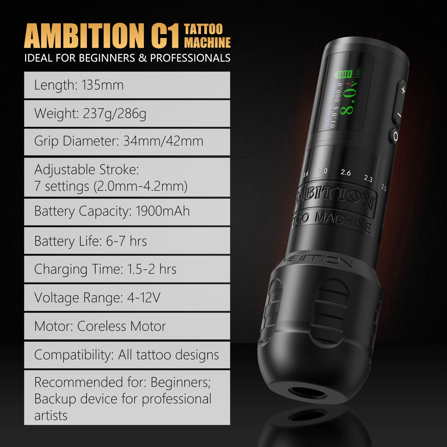 Ambition C1 Wireless Tattoo Machine