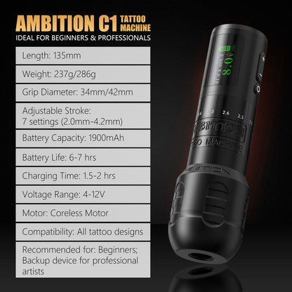 Ambition C1 Wireless Tattoo Machine