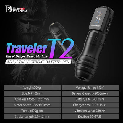 Kiss Of Dragon T2 Tattoo Machine 2000mAh