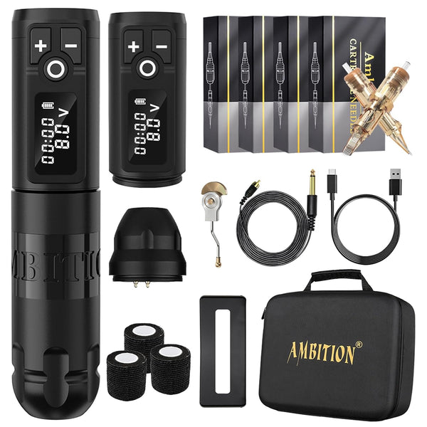 Ambition Soldier Wireless Tattoo Machine Kit 2400mAh Battery