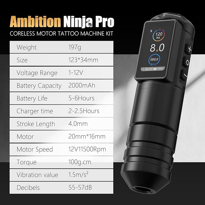 Ambition Ninja Pro Tattoo Machine 2000mAh