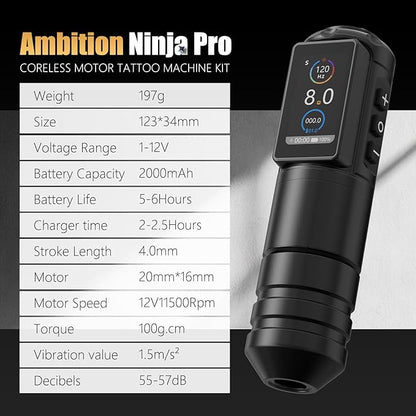 Ambition Ninja Pro Tattoo Machine 2000mAh