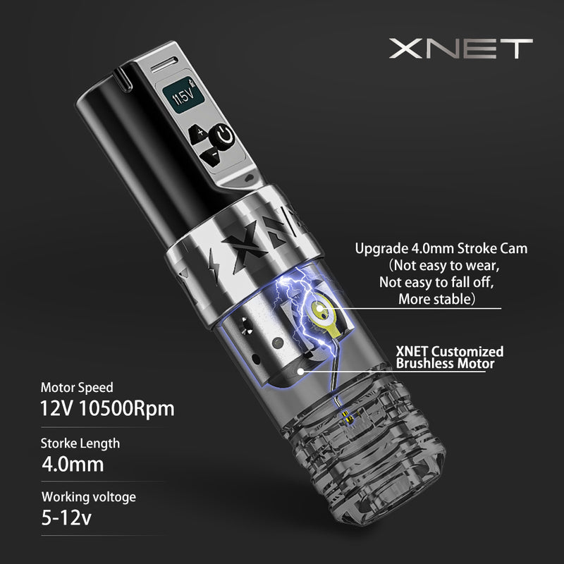 XNET-máquina giratoria para tatuajes inalámbrica profesional, pluma con Motor Sin Núcleo de CC, batería de 2400mAh para artista de tatuajes de maquillaje permanente