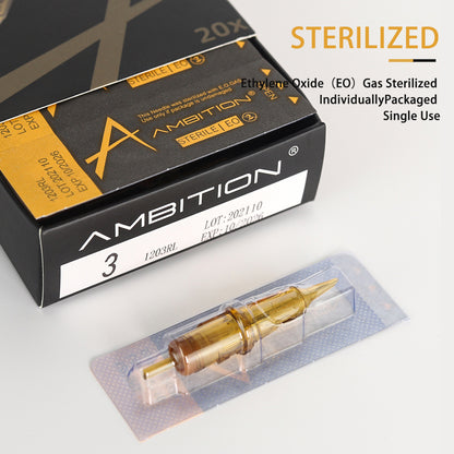 Ambition Glory Cartucho de tatuaje Agujas Single Stack Magnum M1 -20 piezas 