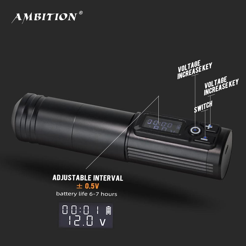 Ambition Ninja Wireless Tattoo Machine Rotary Battery Cartridge Pen –  xnettattoosupply